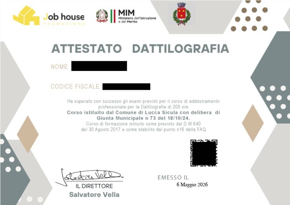 fac simile dattilografia